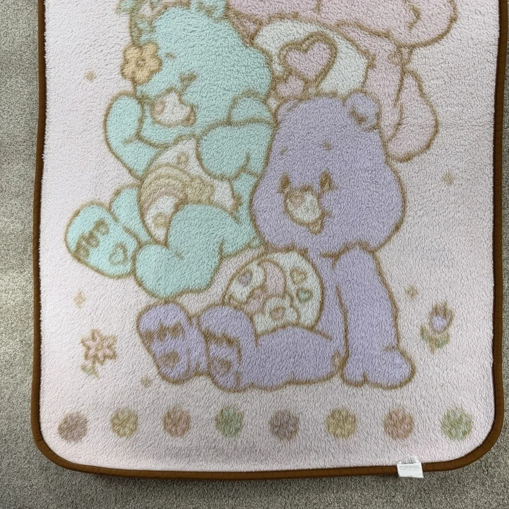 Vintage Care Bears Love A Lot Sweet Dreams Wish Plush Throw Blanket Pink 30x45